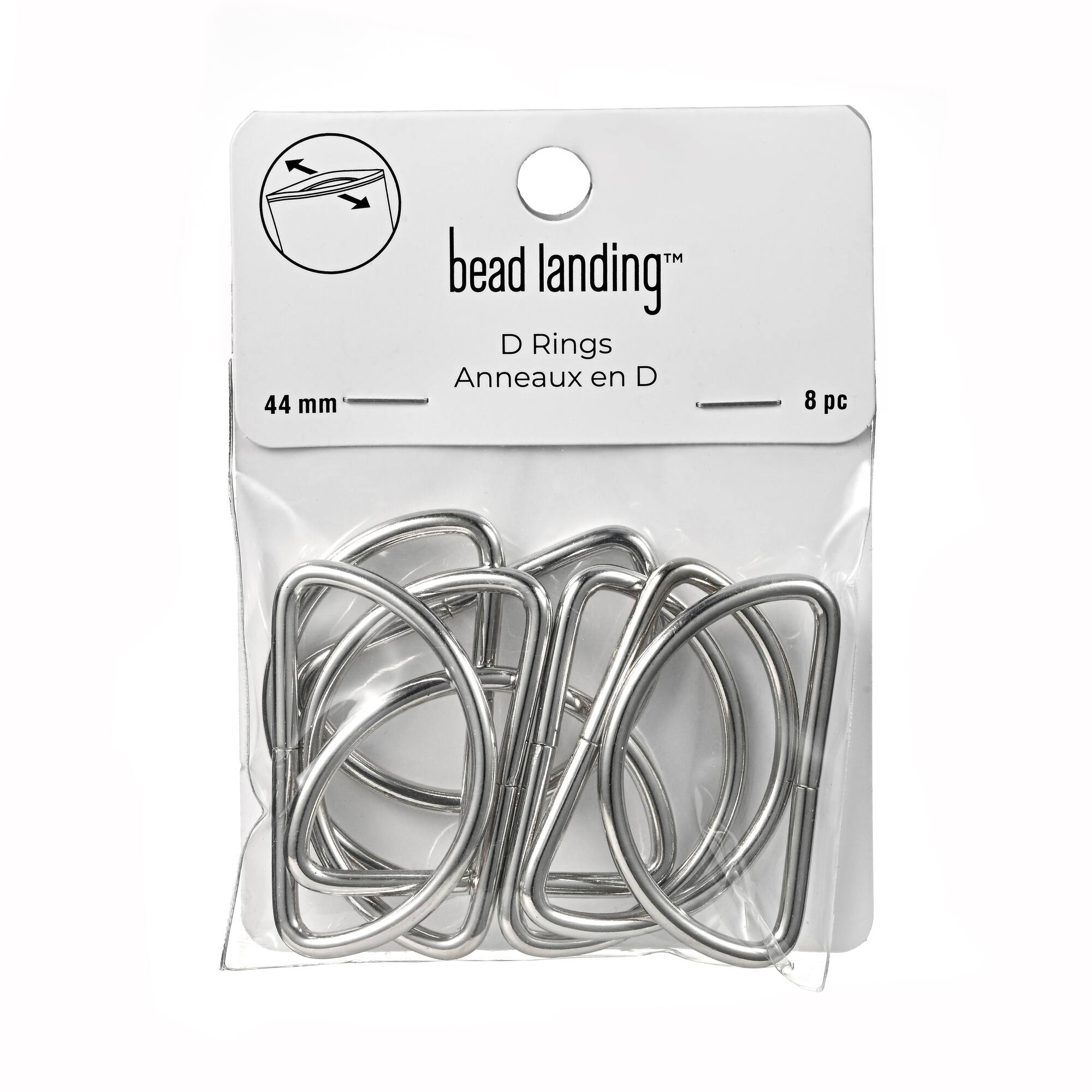 44mm Rhodium D Rings, 8ct. by Bead Landing™